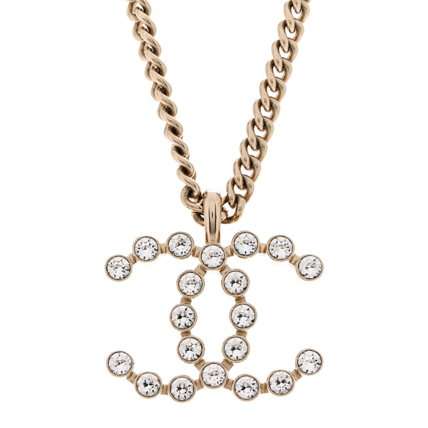 Crystal CC Pendant Necklace Gold
