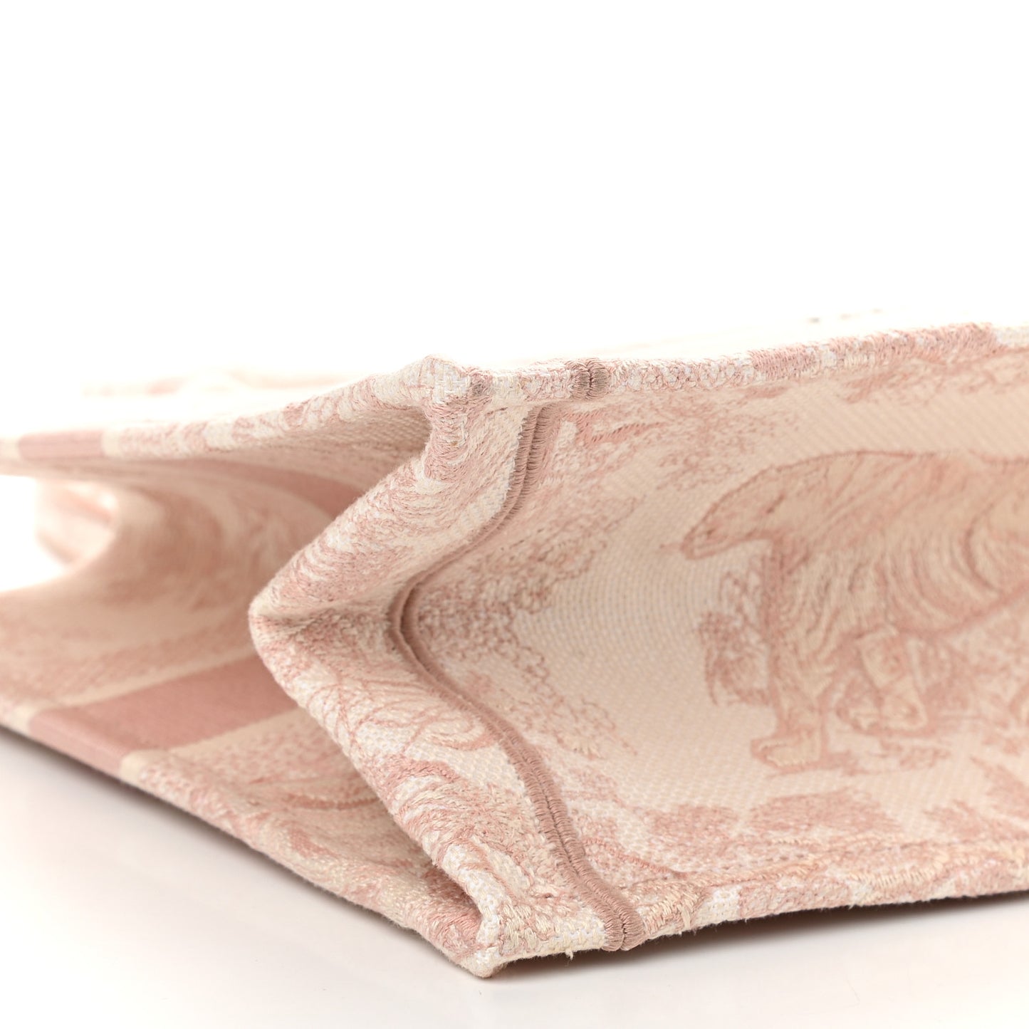 Canvas Toile De Jouy Embroidered Medium Book Tote Pink