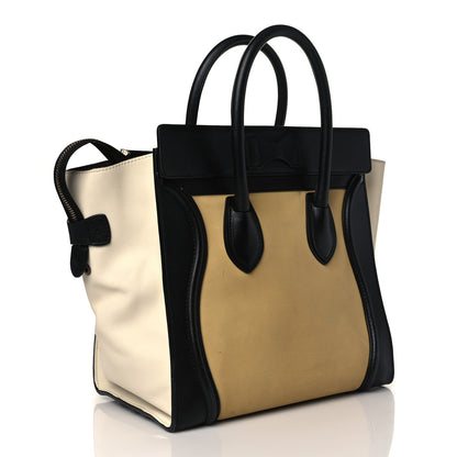 Celine Velluto Calfskin Mini Tri-Color Luggage Vanilla 3 of 13