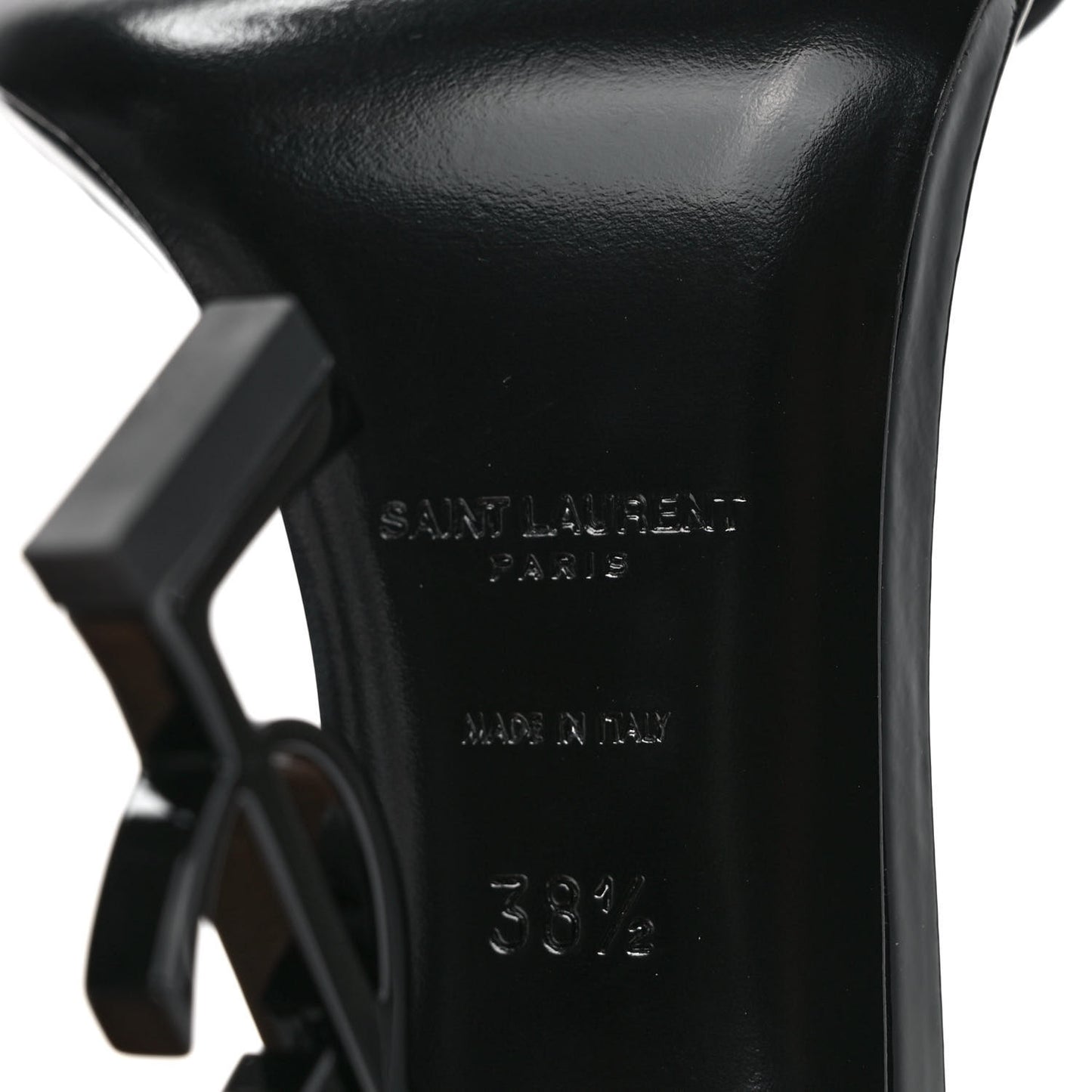 Patent Calfskin Opyum 110 Sandals 38.5 Black