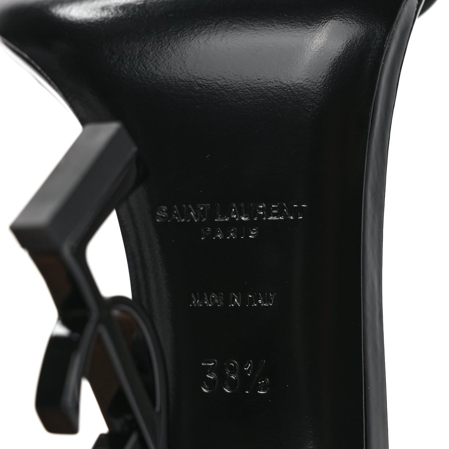 Saint Laurent Patent Calfskin Opyum 110 Sandals 38.5 Black 6 of 8