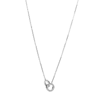 Cartier 18K White Gold Diamond Interlocking LOVE Paved Necklace 1 of 7