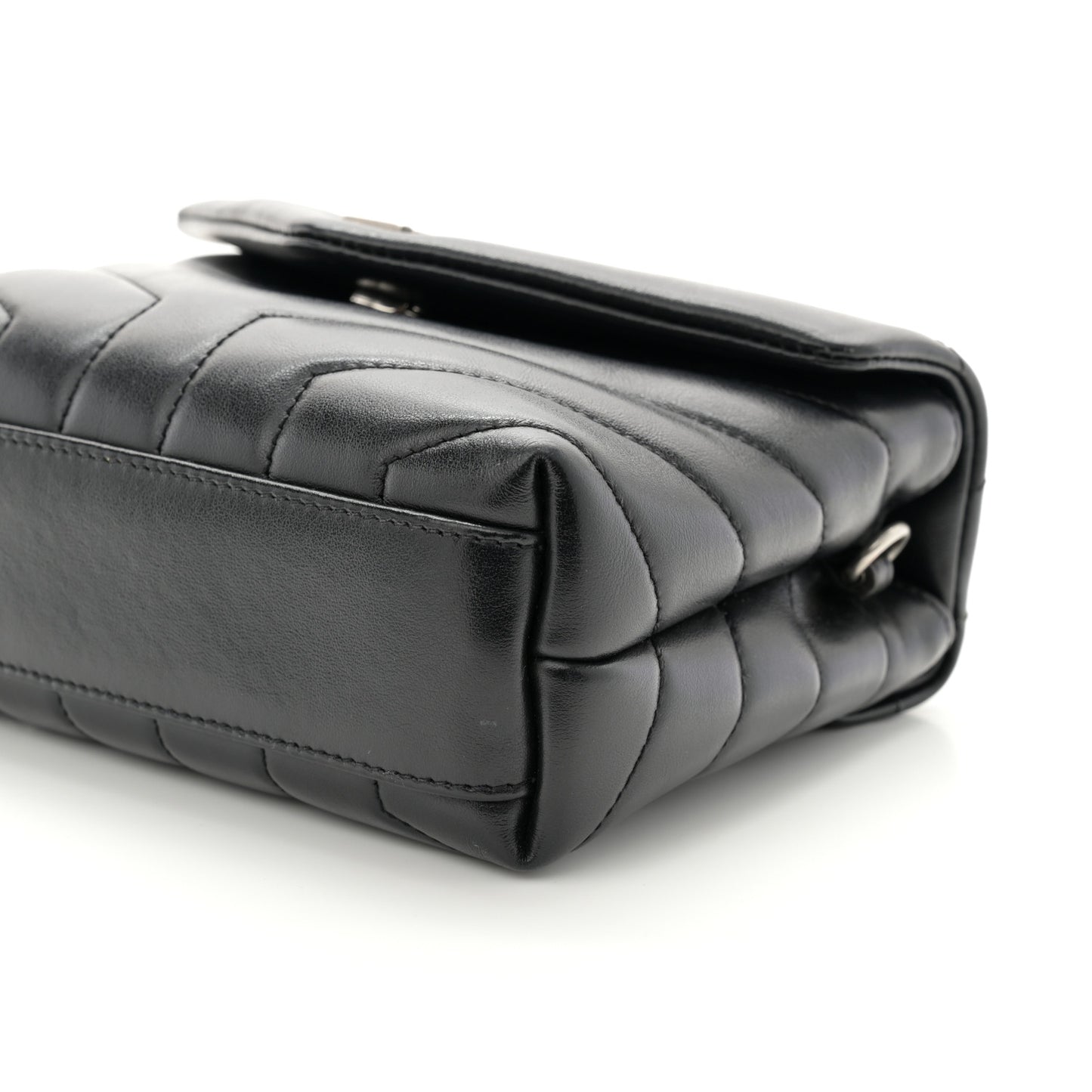 Calfskin Y Quilted Monogram Toy Loulou Crossbody Bag Black