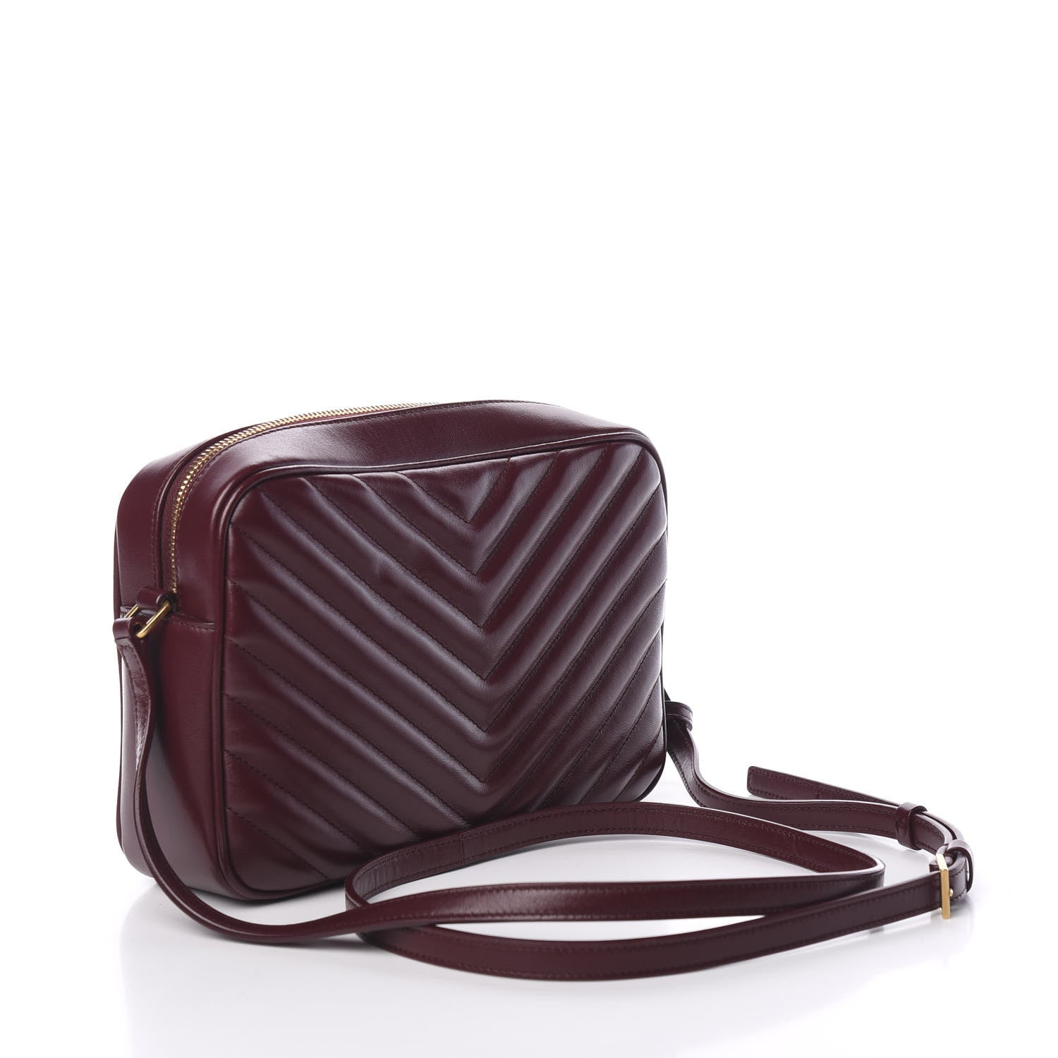 Saint Laurent Calfskin Matelasse Monogram Lou Camera Bag Dark Legion Red 2 of 9