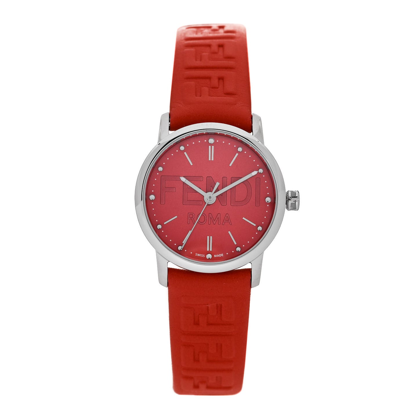 Stainless Steel Calfskin 29mm Forevermore Fendi Quartz Watch Tulip Red