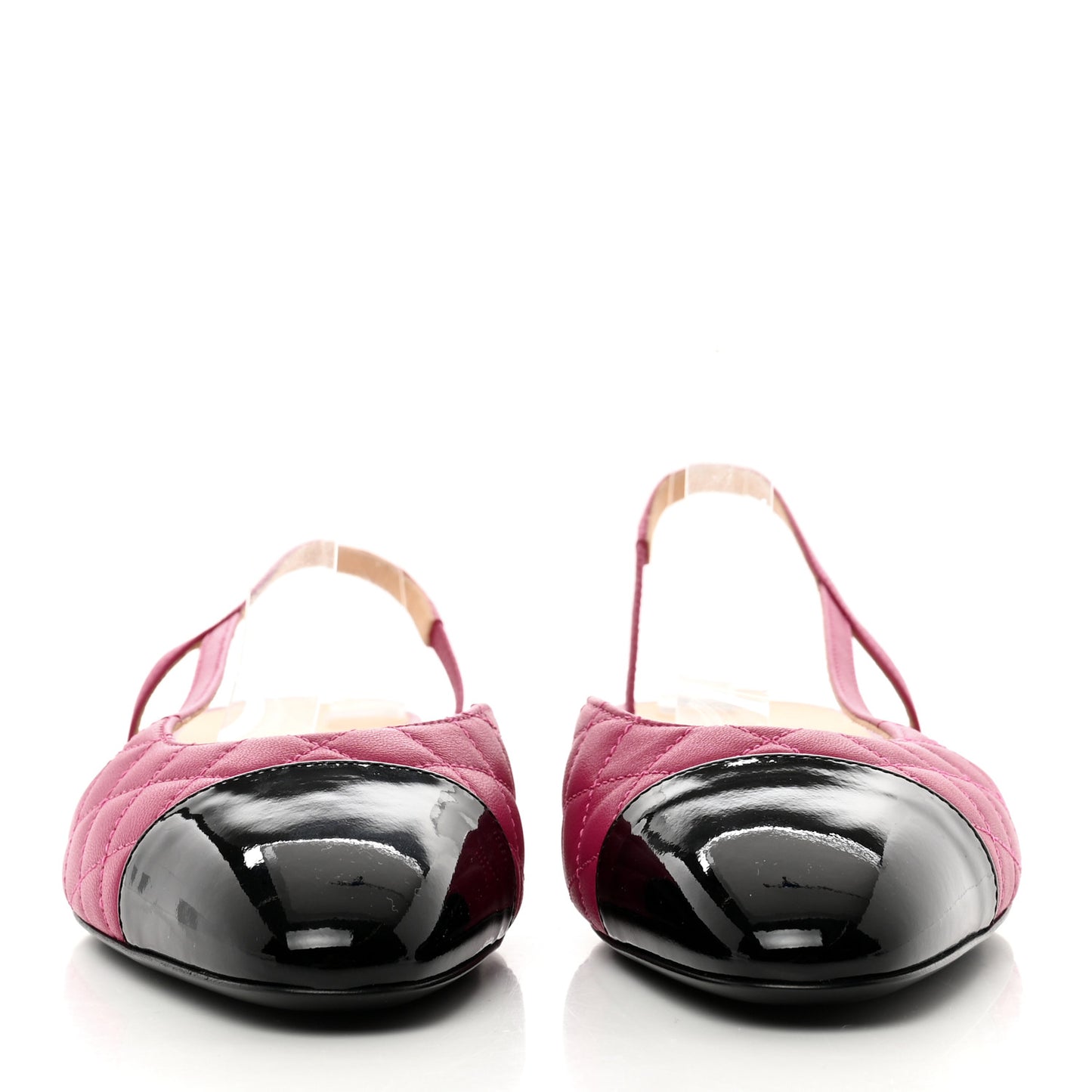 Lambskin Patent Cap Toe CC Slingback Flats 40 Pink Black