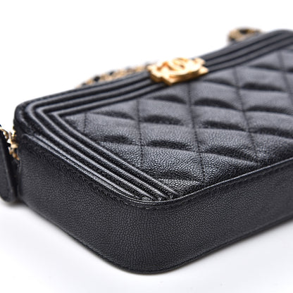 Chanel Caviar Quilted Small Boy Clutch With Chain Black 13 of 15