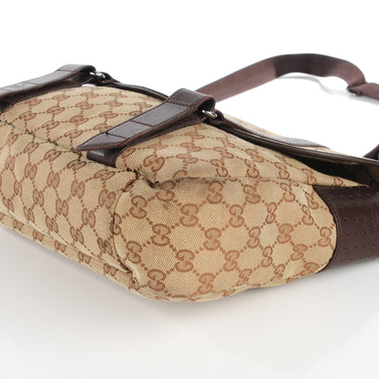 Gucci Monogram Medium Double Buckle Flap Messenger Bag Beige Dark Brown 9 of 14