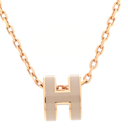 Hermes Lacquered Rose Gold Mini Pop H Pendant Necklace Marron Glace 4 of 7