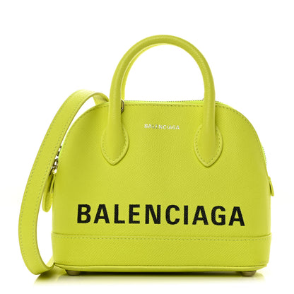 Balenciaga Signature Grained Calfskin Logo XXS Ville Top Handle Bag Acid Green Black 1 of 11