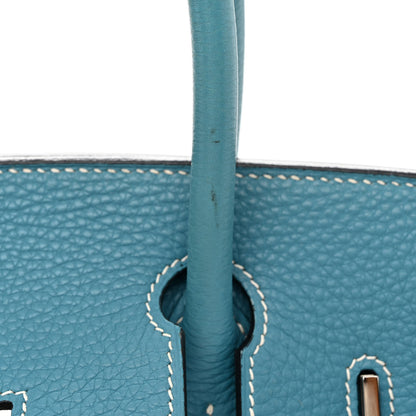 Hermes Taurillon Clemence Birkin 30 Blue Jean 13 of 14