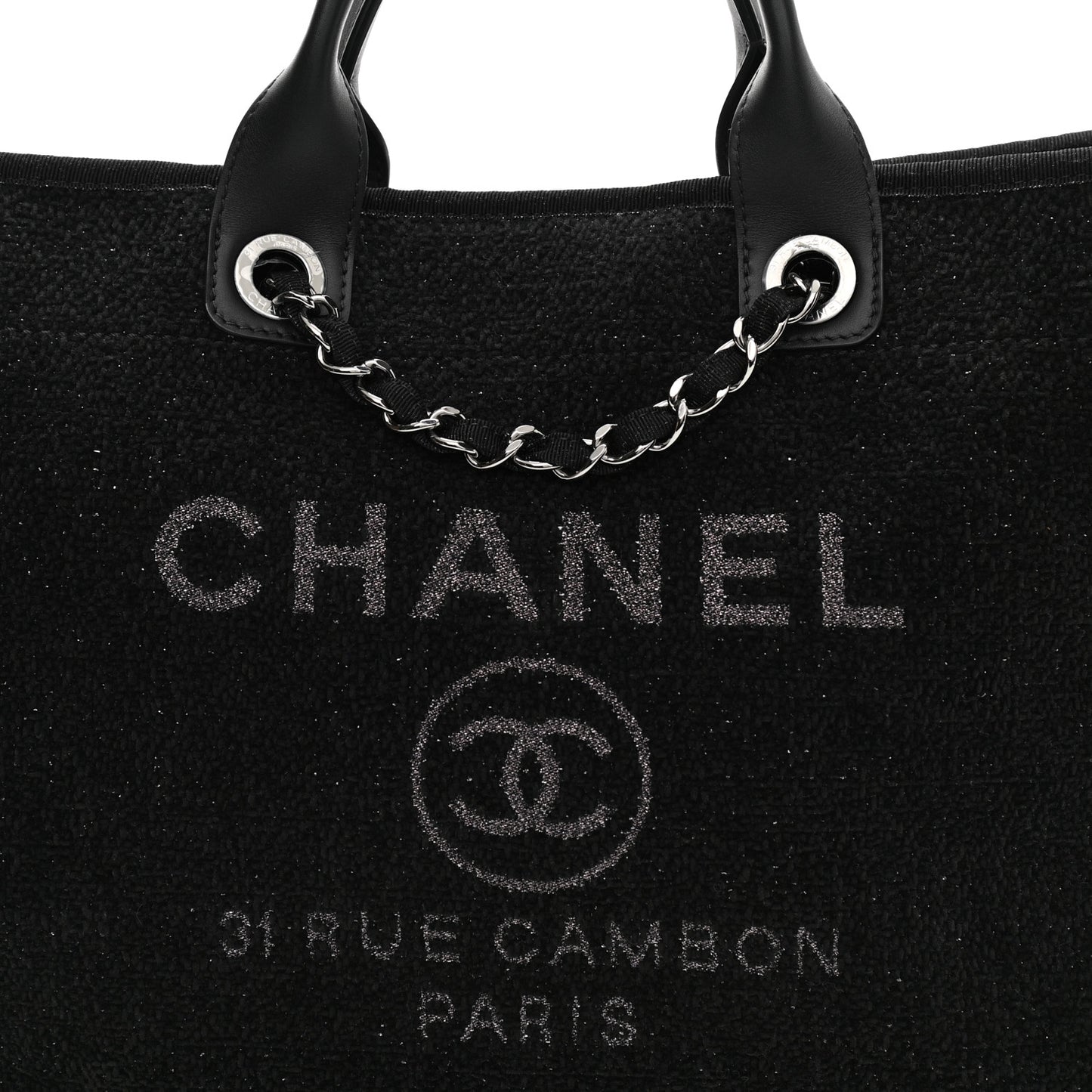 Lurex Boucle Medium Deauville Tote Black