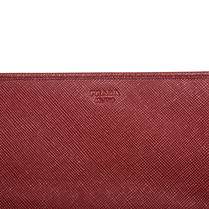 Prada Saffiano Metal Oro Chain Wallet Fuoco 6 of 15