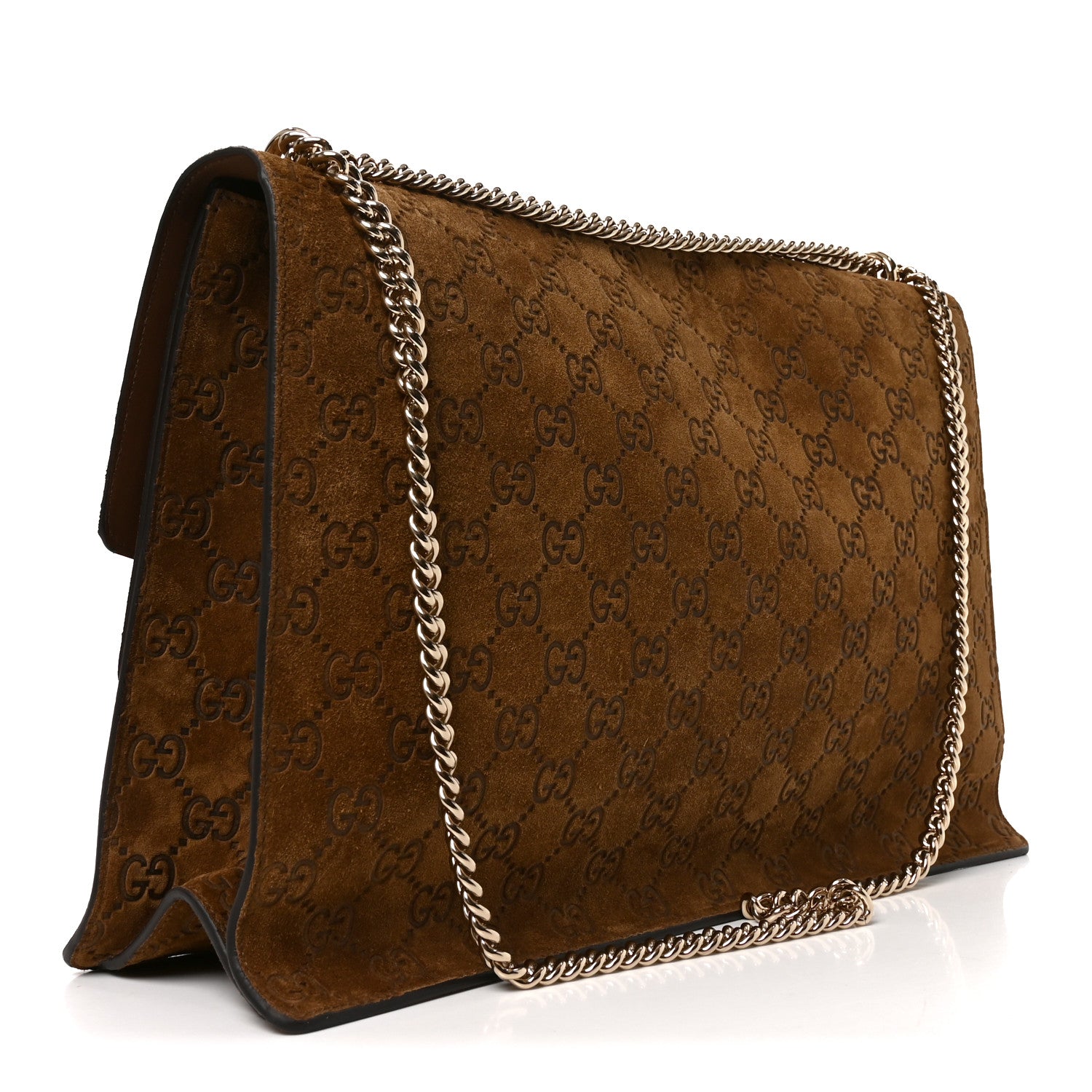 Gucci Suede GG Debossed Large Dionysus Shoulder Bag Brown 3 of 10