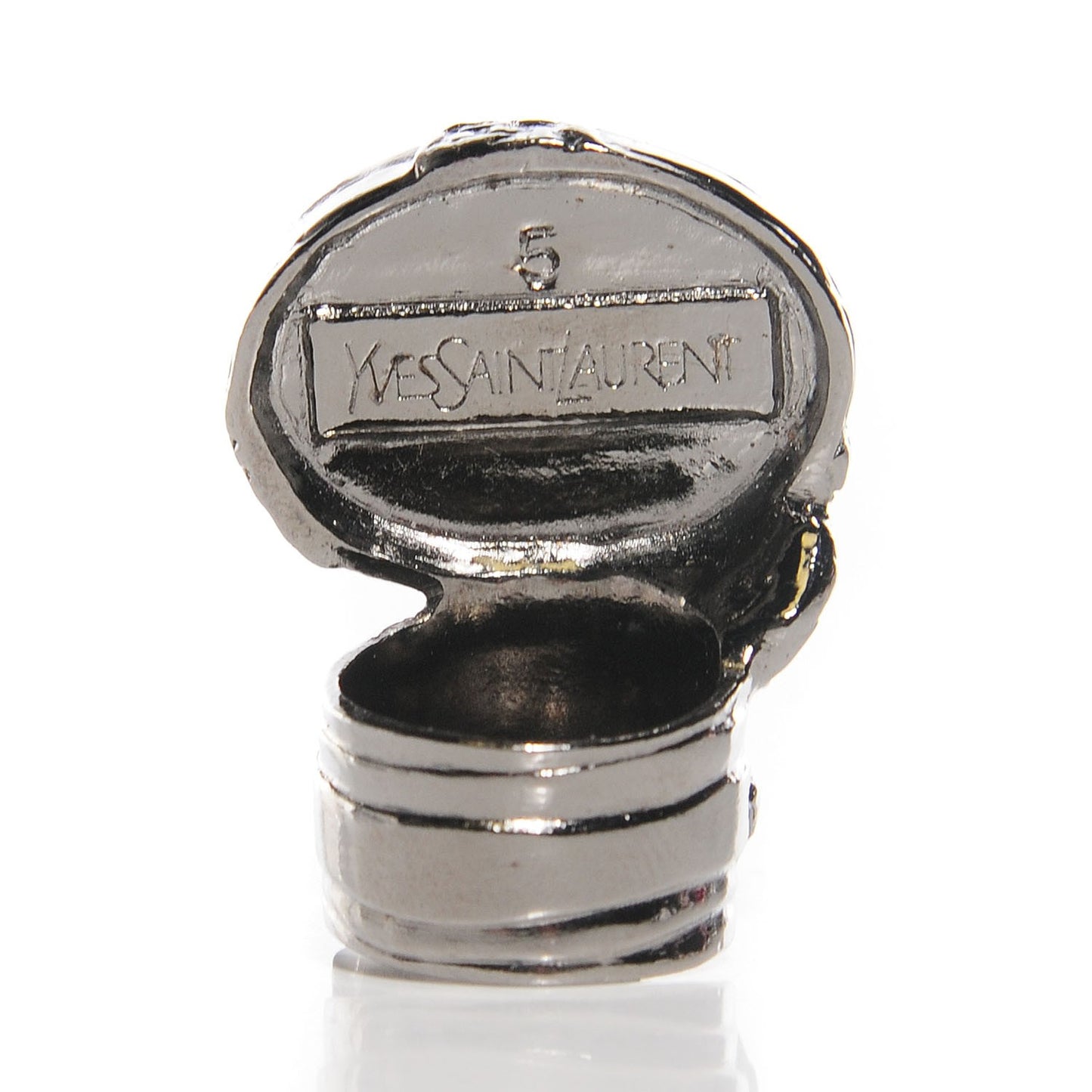 Glass Cabochon Arty Ovale Ring 5 Gunmetal Black