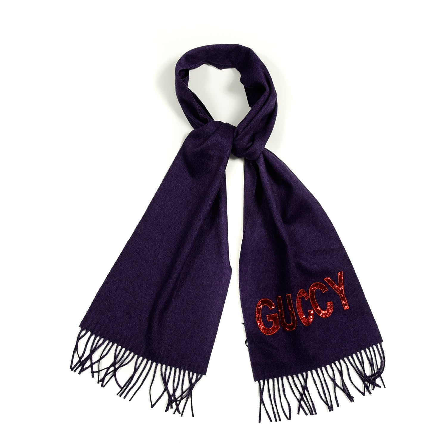 Gucci Silk Cashmere Sequins Guccy Scarf Purple 1 of 4