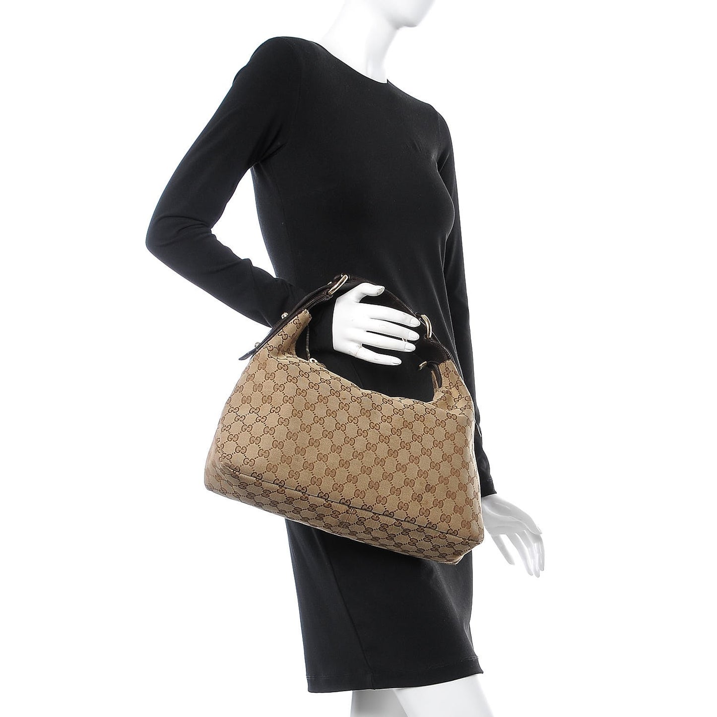 Monogram Medium Horsebit Chain Hobo Dark Brown