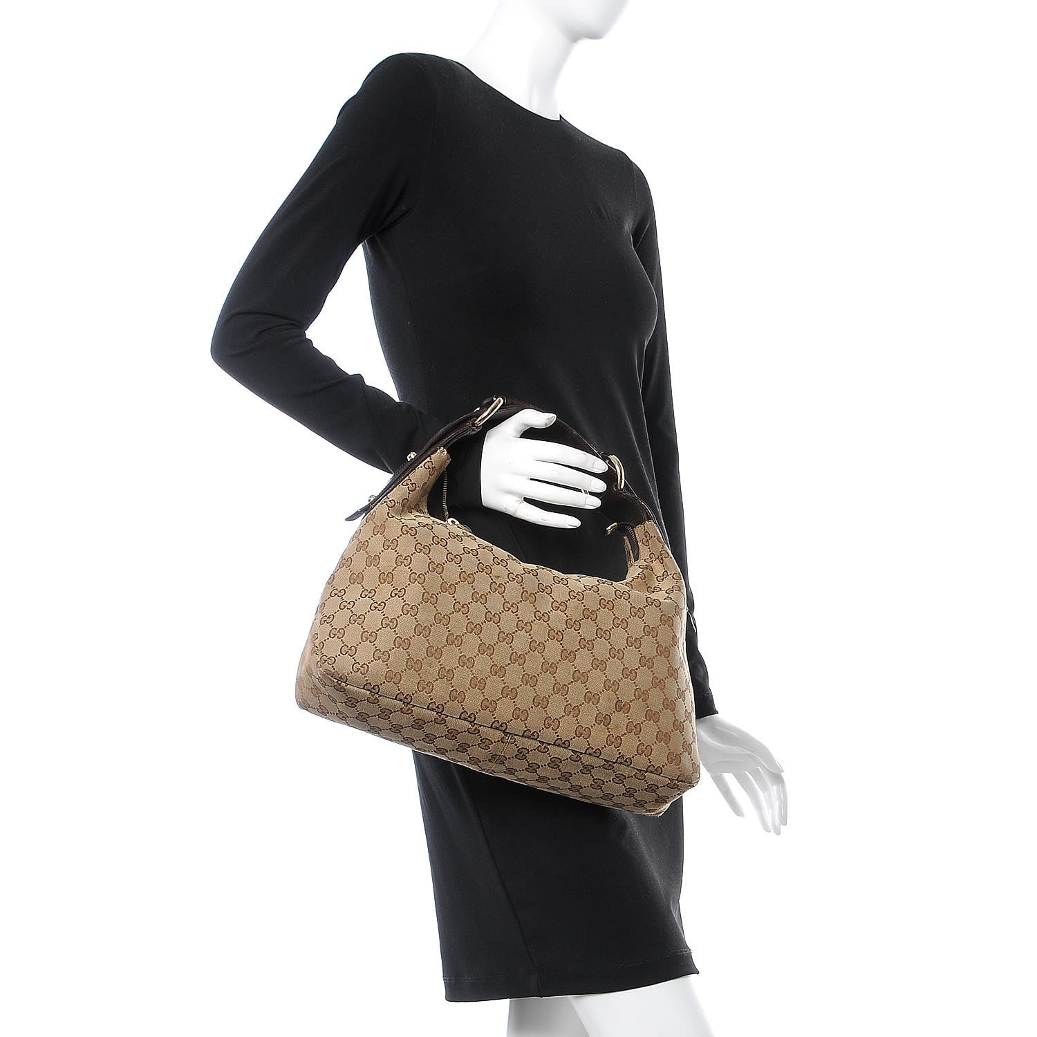 Gucci Monogram Medium Horsebit Chain Hobo Dark Brown 2 of 14