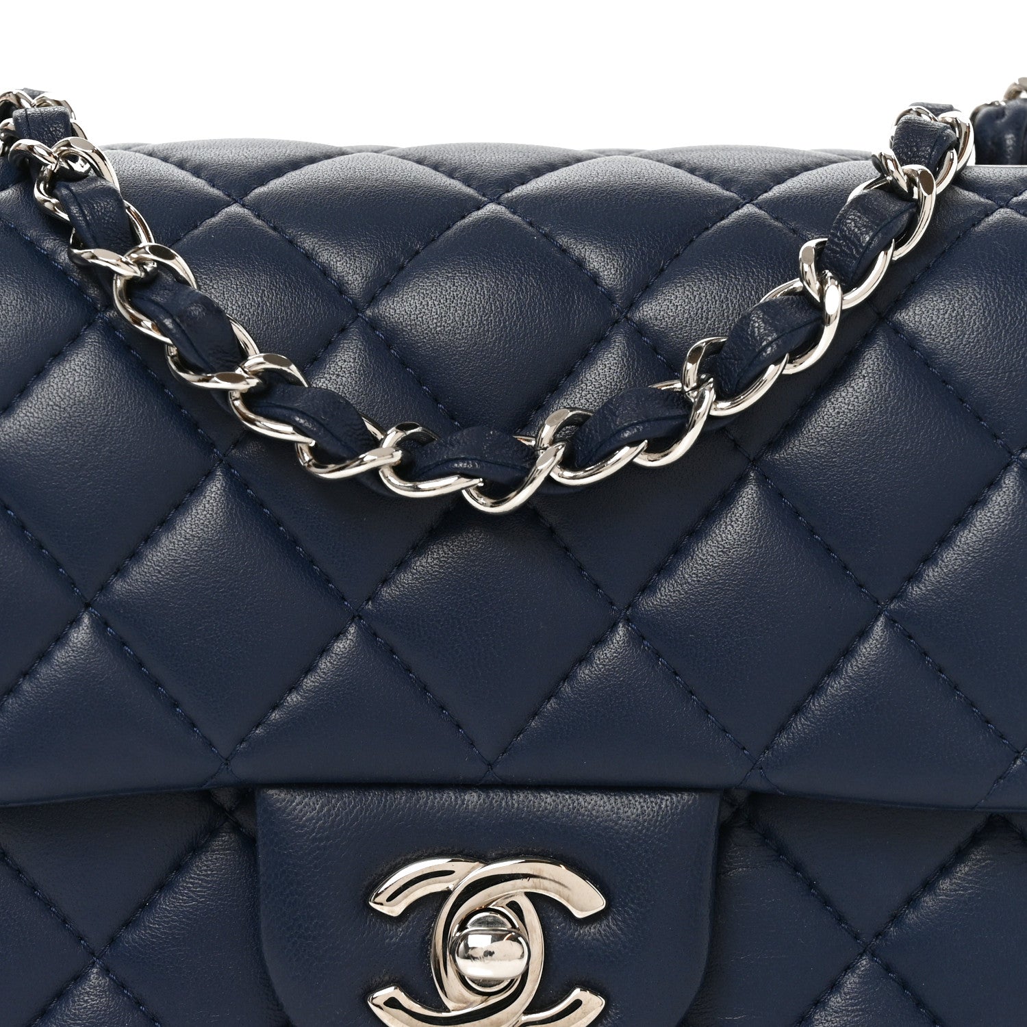 Chanel Lambskin Quilted Mini Square Flap Navy 8 of 10