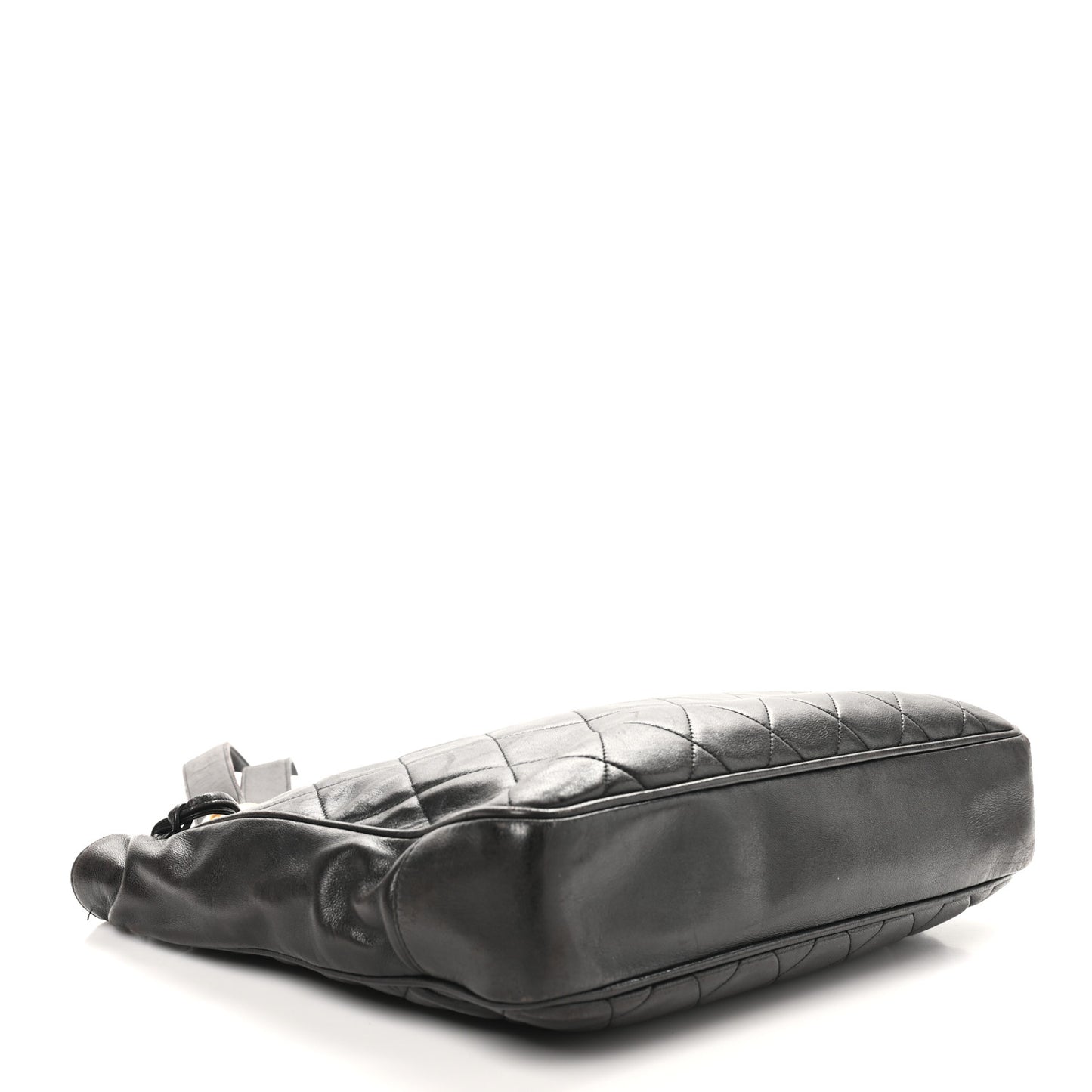 Lambskin Quilted Shopping Tote Dark Brown