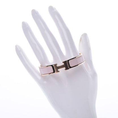 Hermes Enamel Narrow Clic Clac H Bracelet PM Rose Candeur 2 of 5