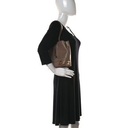 Chanel Lambskin CC Drawstring Shoulder Bag Dark Beige 2 of 17