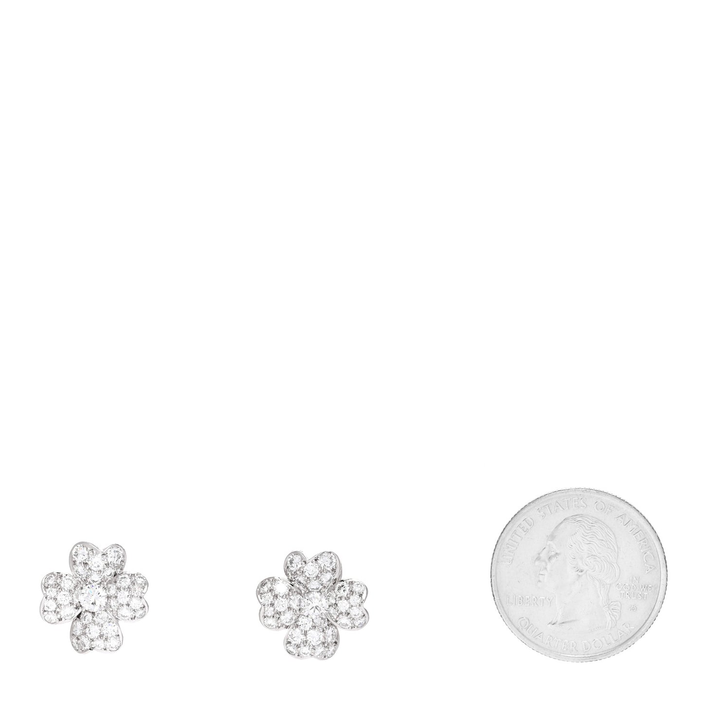 18K White Gold Platinum Diamond Small Cosmos Clip-On Earrings