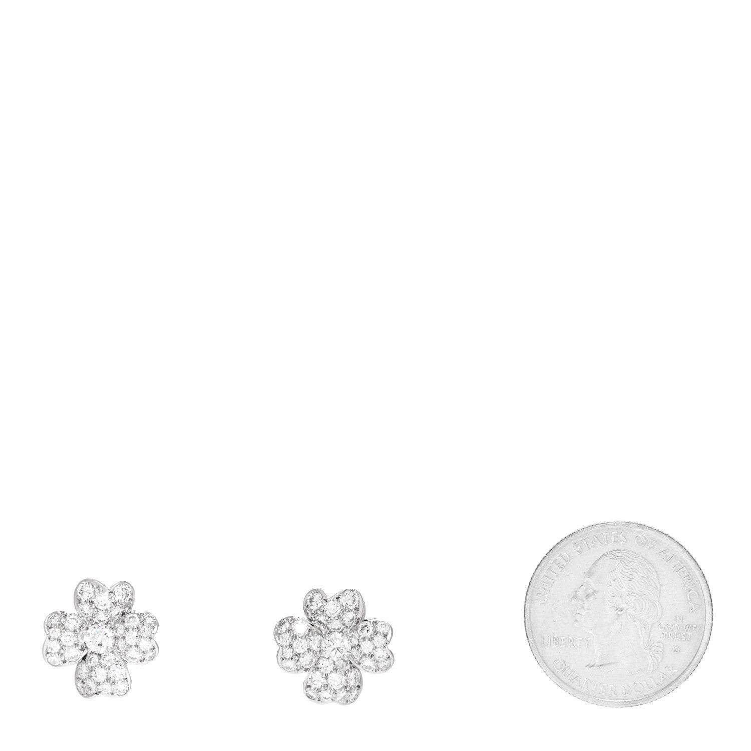 Van Cleef & Arpels 18K White Gold Platinum Diamond Small Cosmos Clip-On Earrings 2 of 5