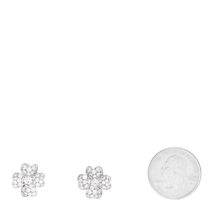 Van Cleef & Arpels 18K White Gold Platinum Diamond Small Cosmos Clip-On Earrings 2 of 5