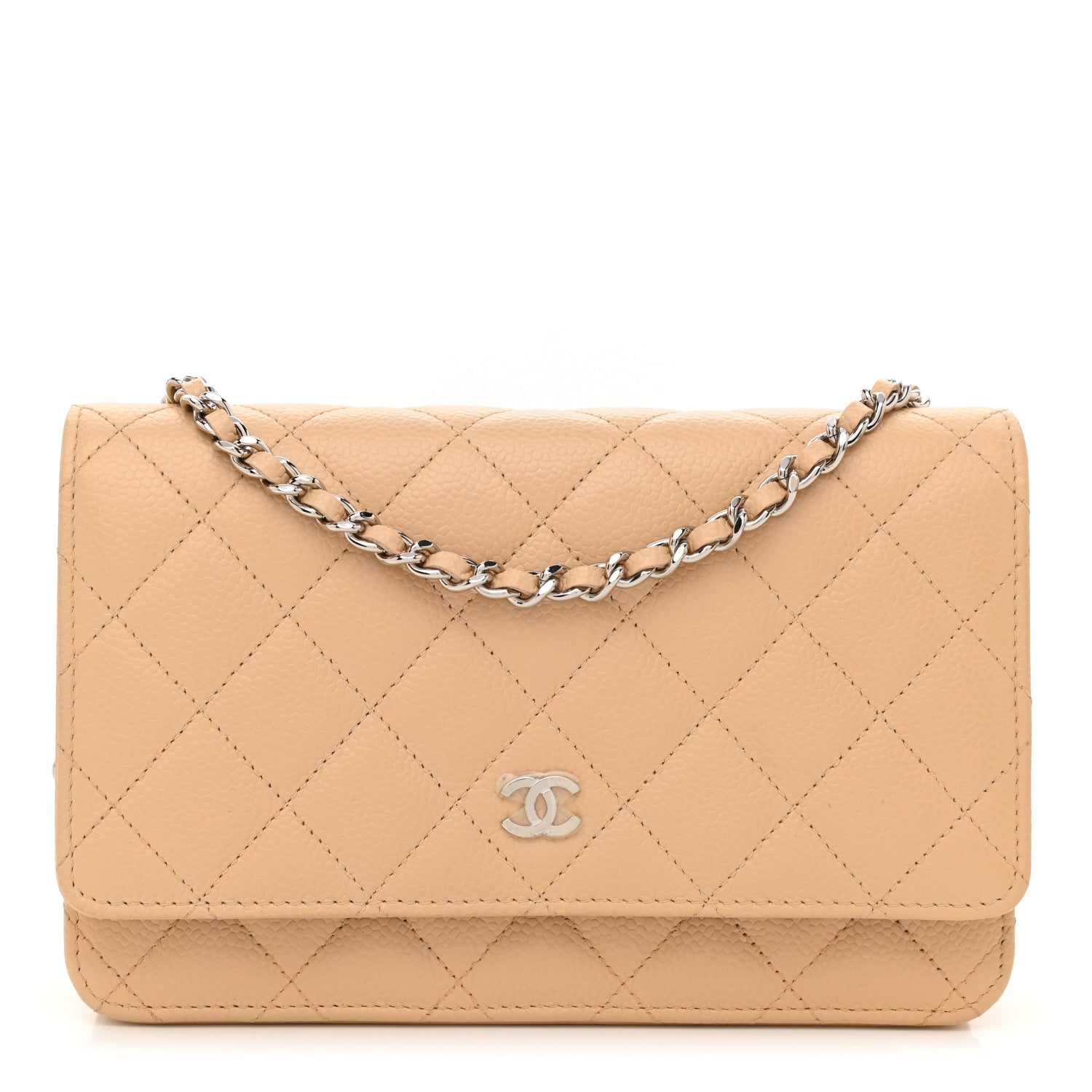Chanel Caviar Quilted Wallet On Chain WOC Beige 1 of 12