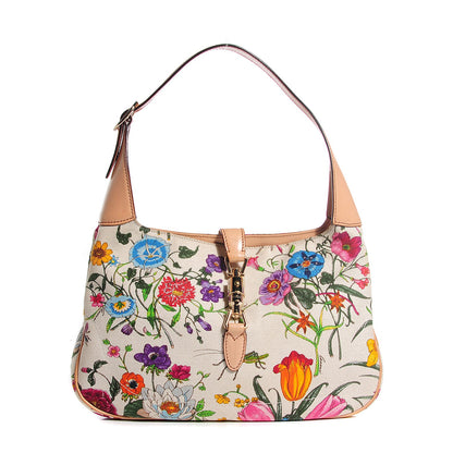 Gucci Canvas Floral Flora Small Jackie O Hobo White 1 of 8