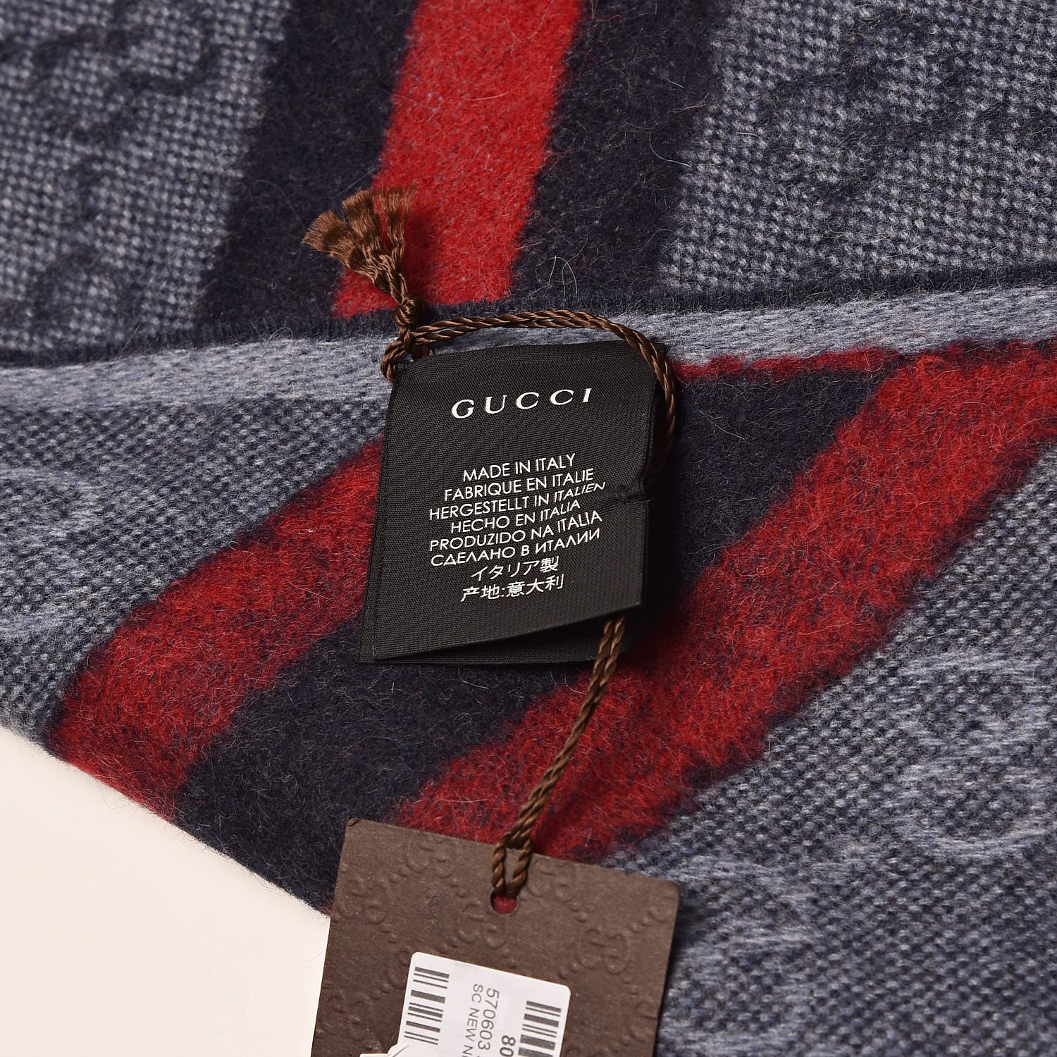 Gucci Wool Alpaca Monogram Web New Nikky Scarf Midnight Blue 5 of 5