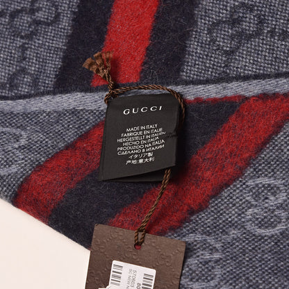 Gucci Wool Alpaca Monogram Web New Nikky Scarf Midnight Blue 5 of 5