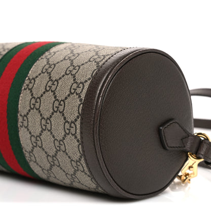 Gucci GG Supreme Monogram Textured Dollar Calfskin Web Small Ophidia Blondie Barrel shoulder Bag Beige New Acero 10 of 10