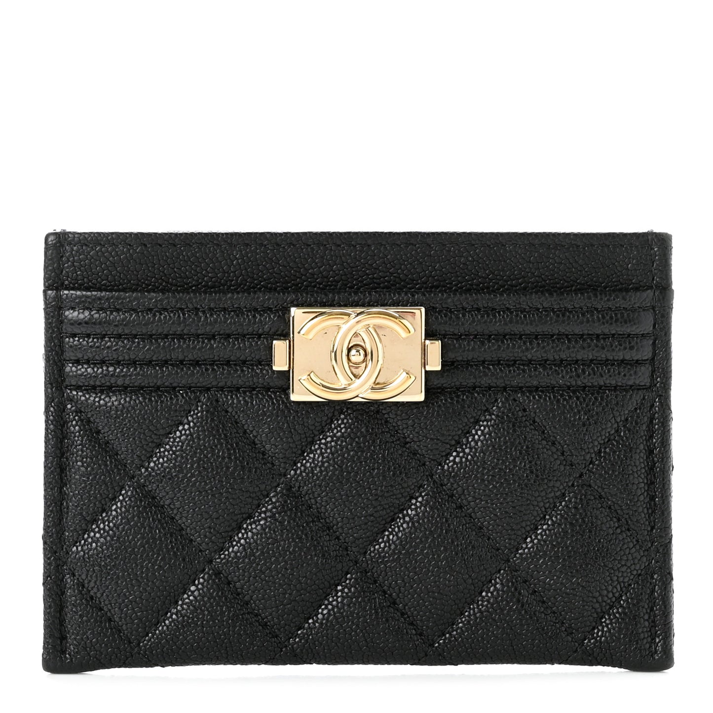 Caviar Quilted Boy Card Holder Black