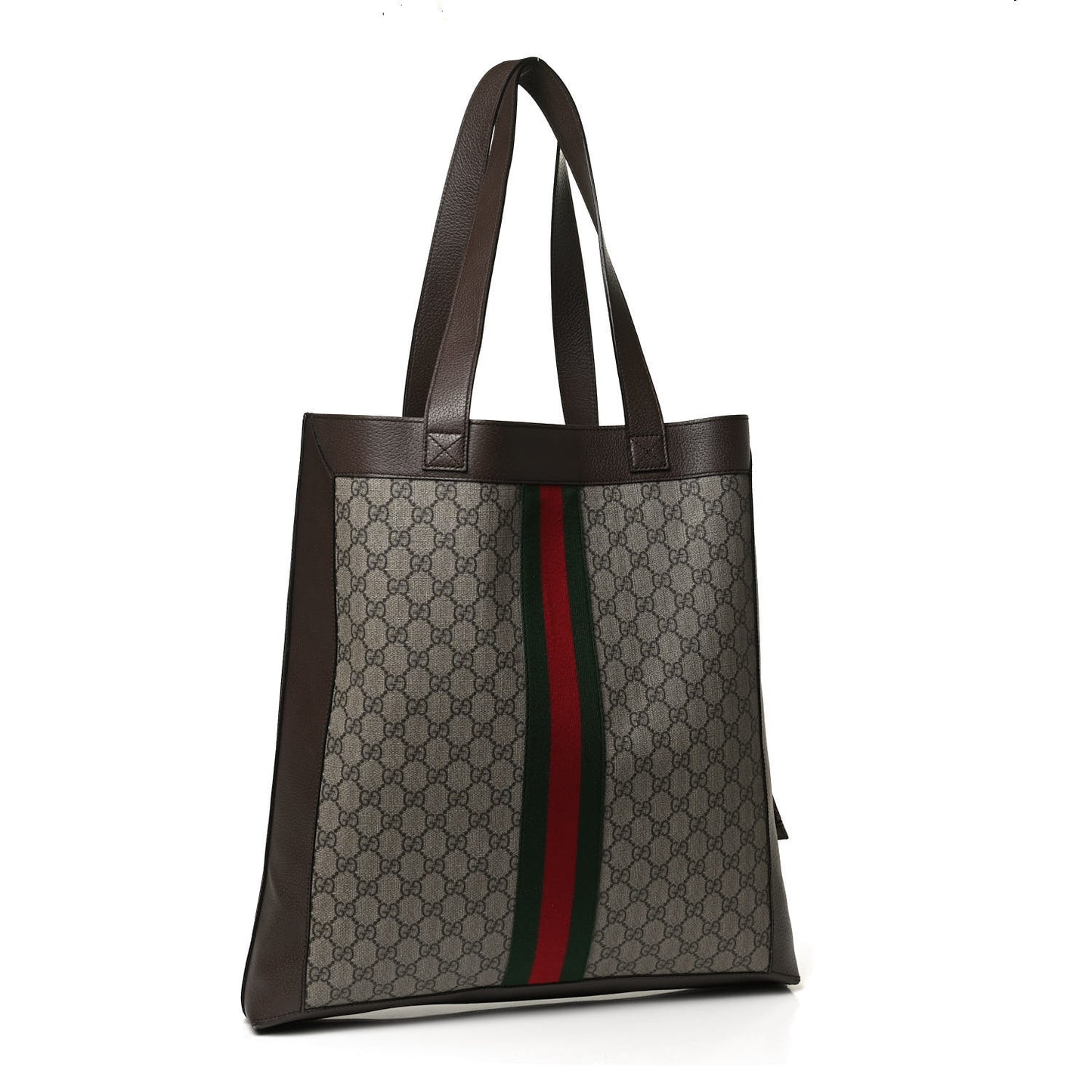 GG Supreme Monogram Web Large Ophidia Vertical Shopping Tote Brown