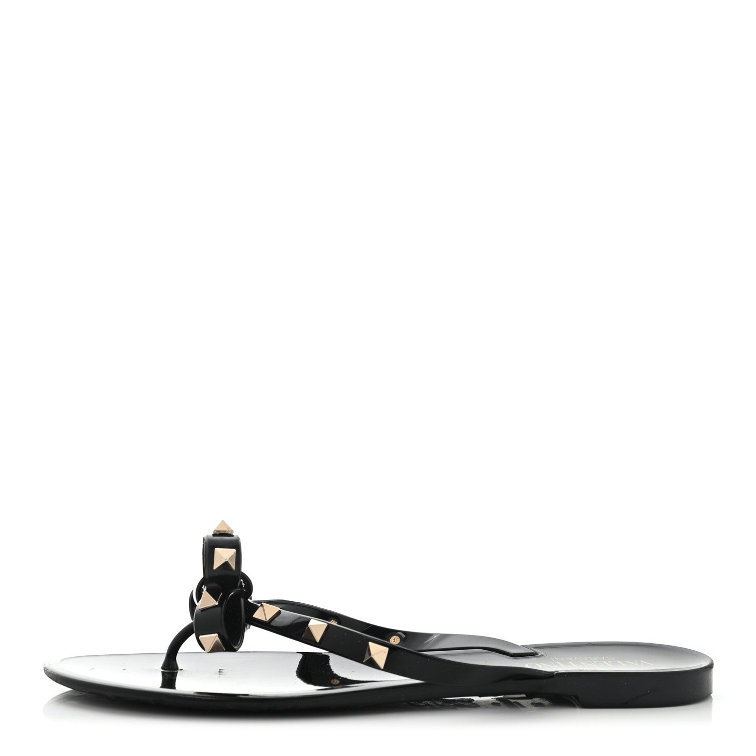 Valentino Garavani PVC Jelly Rockstud Bow Thong Sandals 38 Black 1 of 11