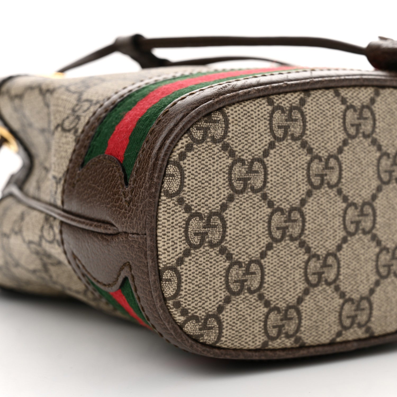 Gucci GG Supreme Monogram Web Mini Ophidia Bucket Bag Brown 9 of 11