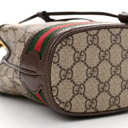 Gucci GG Supreme Monogram Web Mini Ophidia Bucket Bag Brown 9 of 11