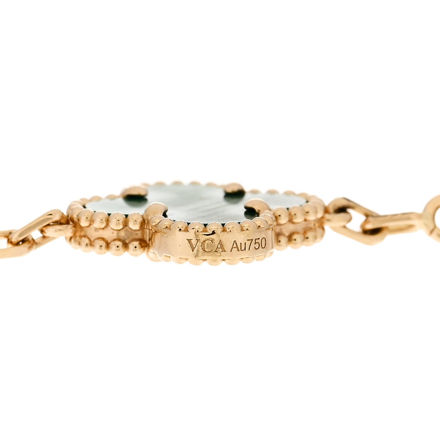 18K Yellow Gold Malachite 5 Motifs Vintage Alhambra Bracelet