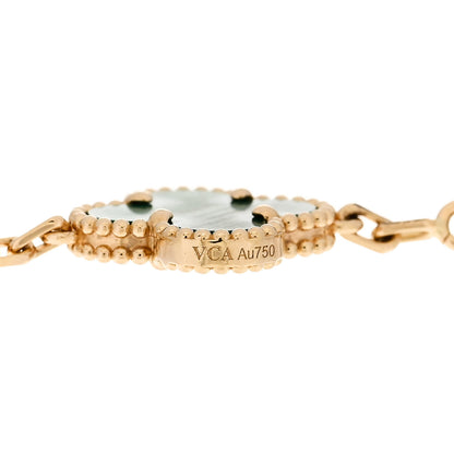 Van Cleef & Arpels 18K Yellow Gold Malachite 5 Motifs Vintage Alhambra Bracelet 4 of 5