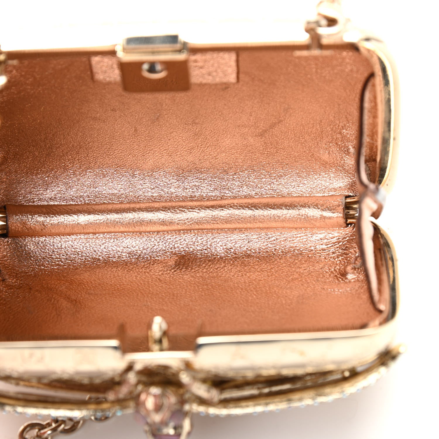 Gucci Metal Guccissima Dragonfly Minaudiere Clutch Gold 5 of 12