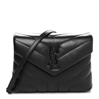 Saint Laurent Calfskin Y Quilted Monogram Monochrome Toy Loulou Crossbody Bag Black 1 of 12