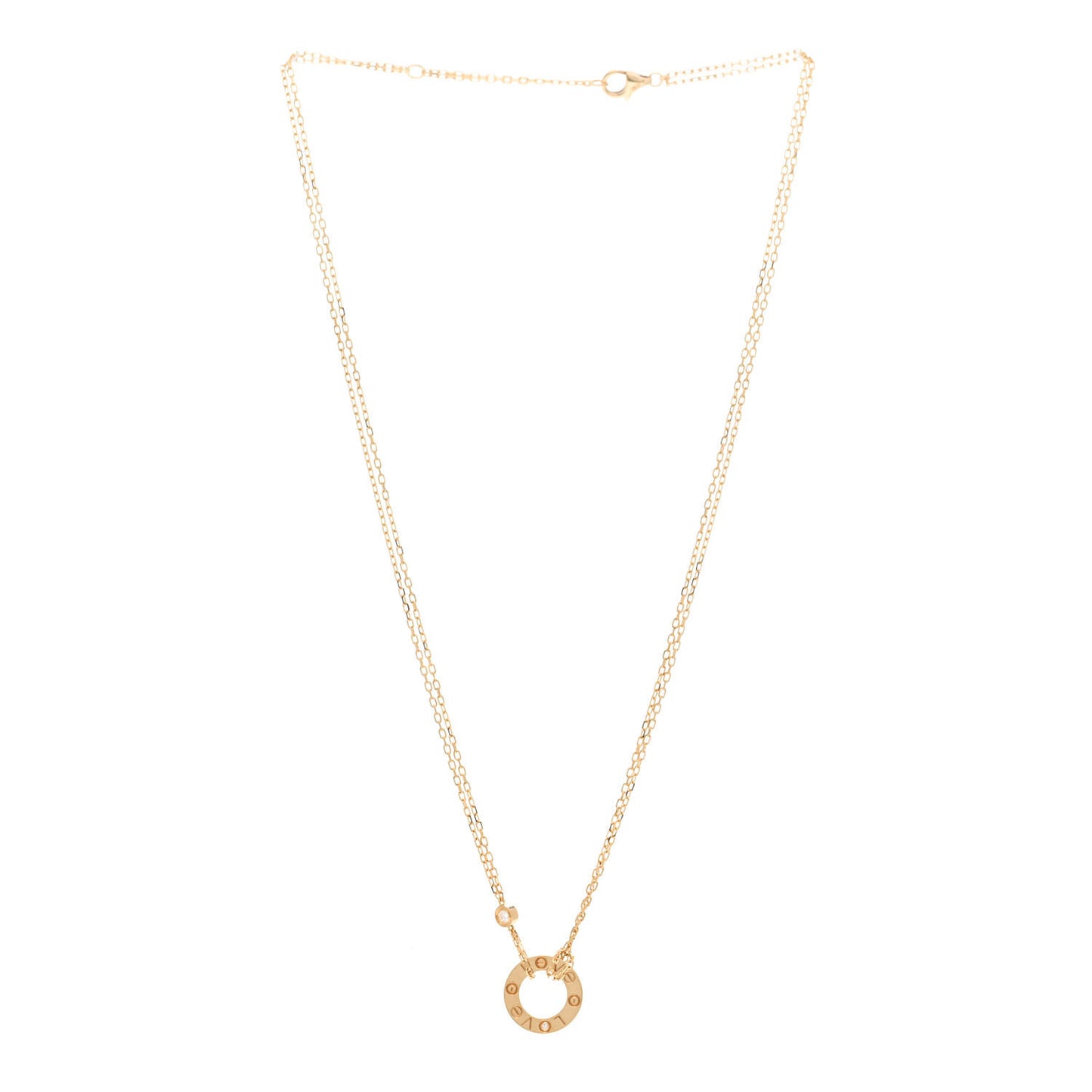 18K Yellow Gold 2 Diamond LOVE Necklace