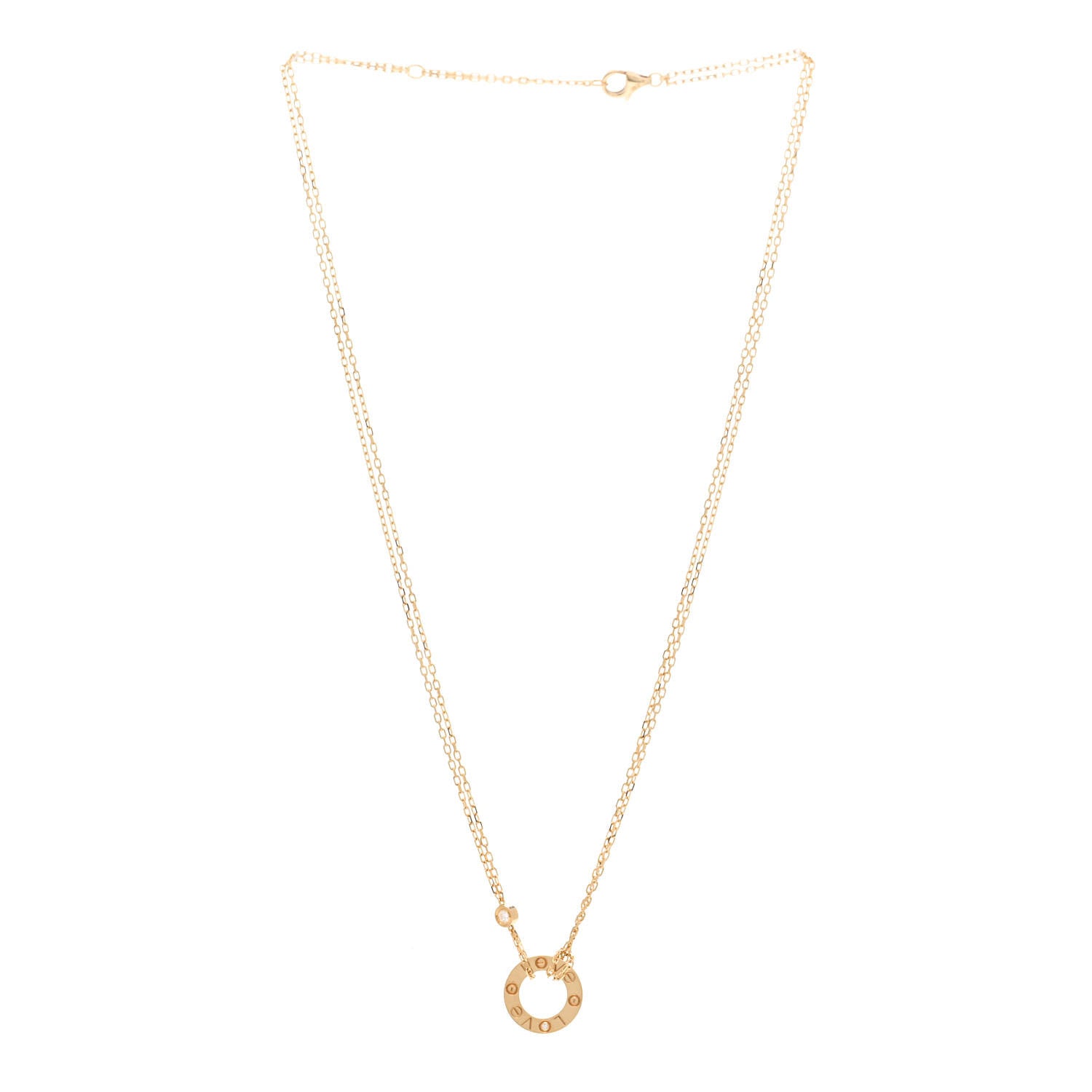 Cartier 18K Yellow Gold 2 Diamond LOVE Necklace 3 of 4