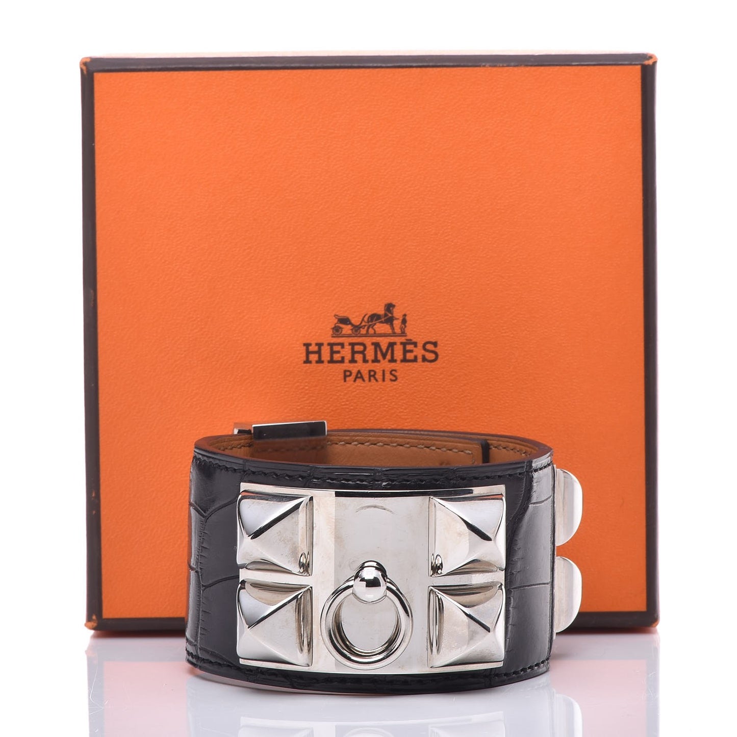 Shiny Alligator Collier de Chien CDC Bracelet S Black