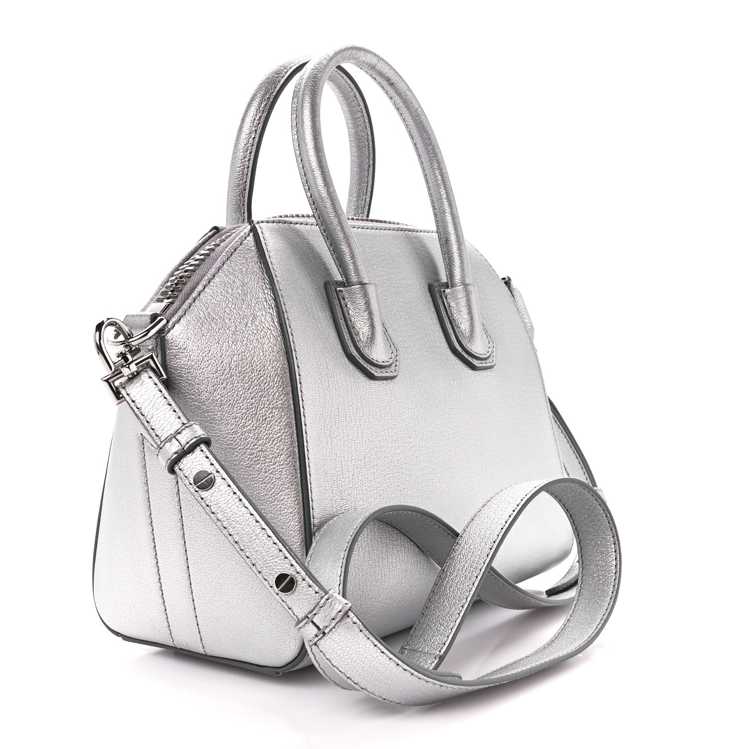 Givenchy Metallic Sugar Goatskin Mini Antigona Silver 3 of 10