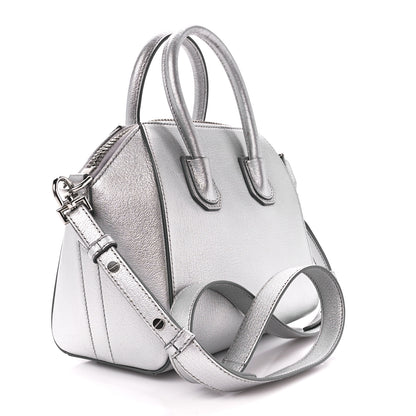 Givenchy Metallic Sugar Goatskin Mini Antigona Silver 3 of 10