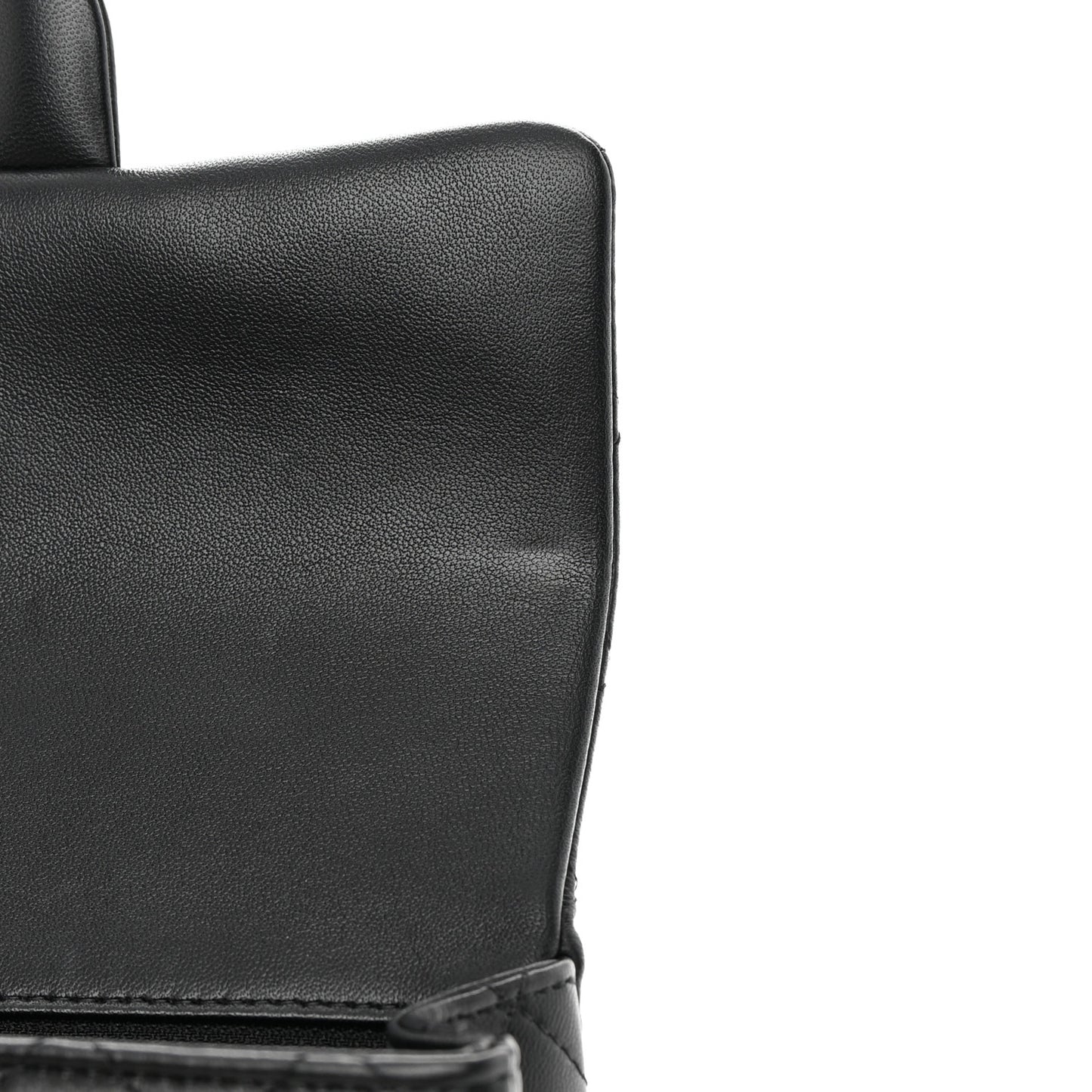 Lambskin Quilted Mini Top Handle Rectangular Flap Black
