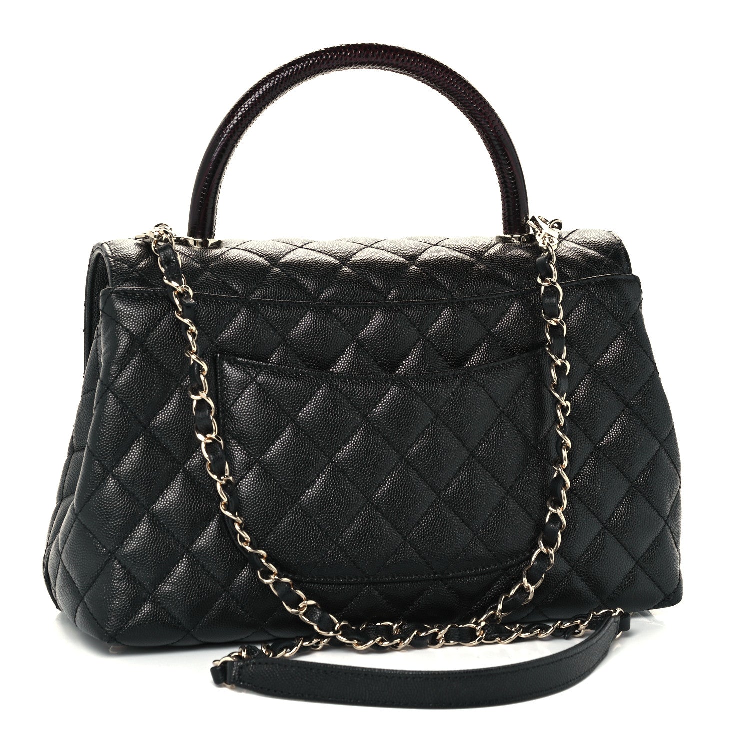 Chanel Caviar Lizard Quilted Small Coco Handle Flap Black 3 of 11